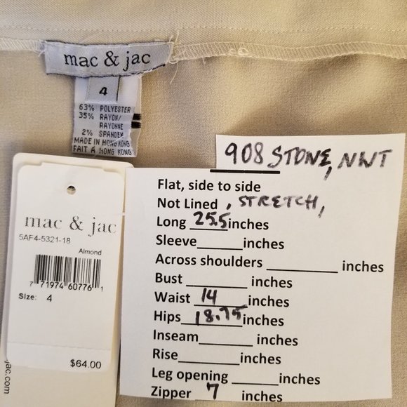 ✅#908STONE NWT mac & jac mermaid beige stretch skirt, sz. 4. - Picture 8 of 16